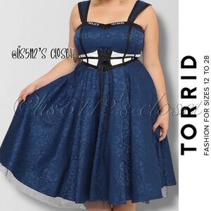 Torrid Doctor Who Tardis Gallifreyen Steampunk Retro Pinup Swing Dress 22 3X
